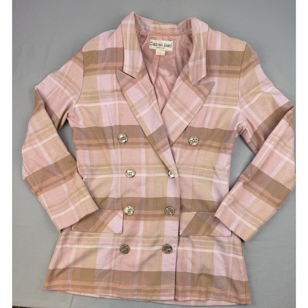 Vintage Pink Plaid Blazer Preppy Acedemia Grandapa Chic Cottagecore Size 10